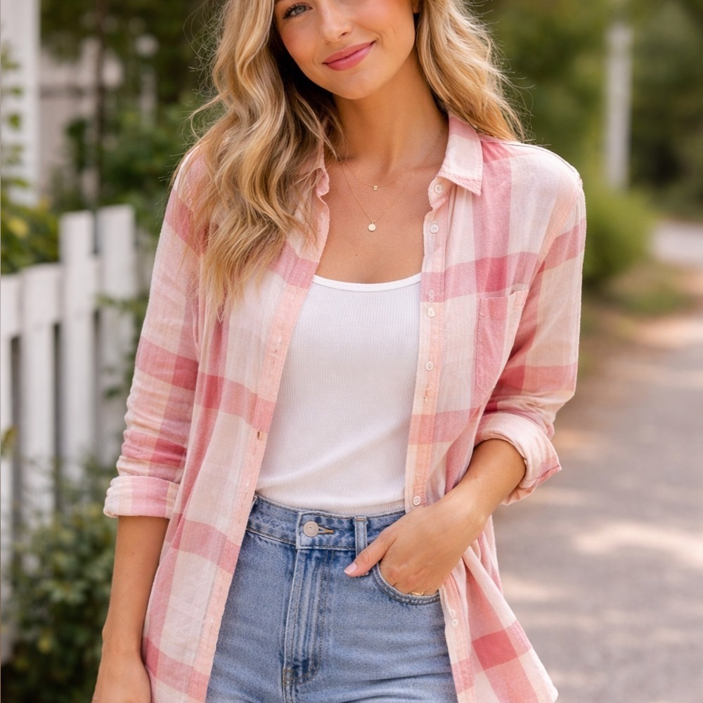 Aerie  plaid pastel lightweight flannel M